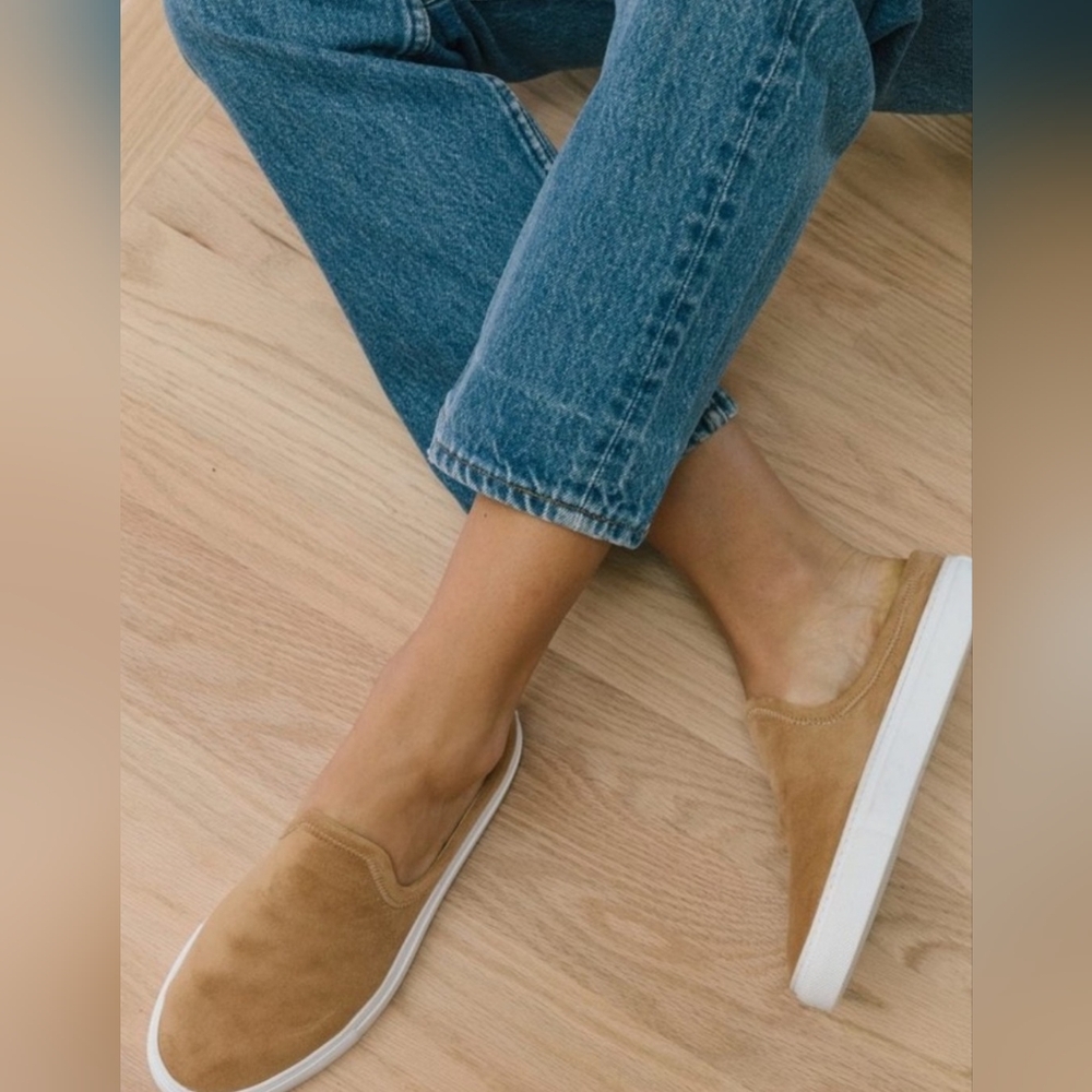 Jenni Kayne Slip On Suede Slider Sneakers Tan Size 37 EU EUC